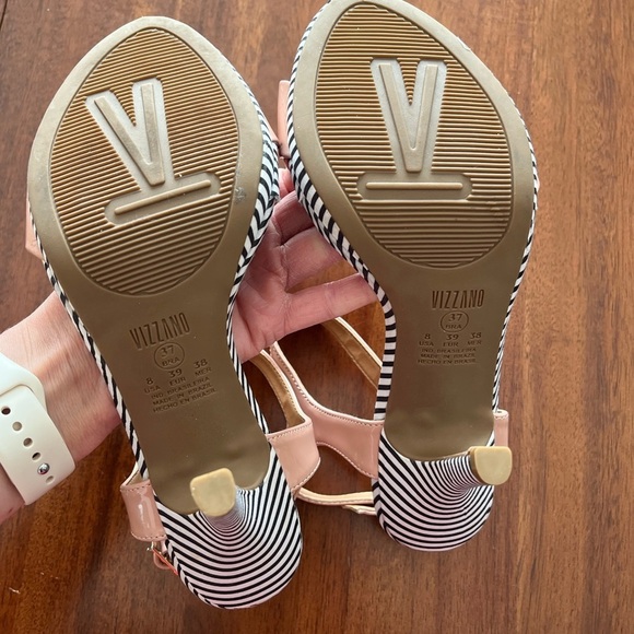 NWOT Vizzano Carolina Boix Women's Pink Striped Heels size 8 - Picture 4 of 7